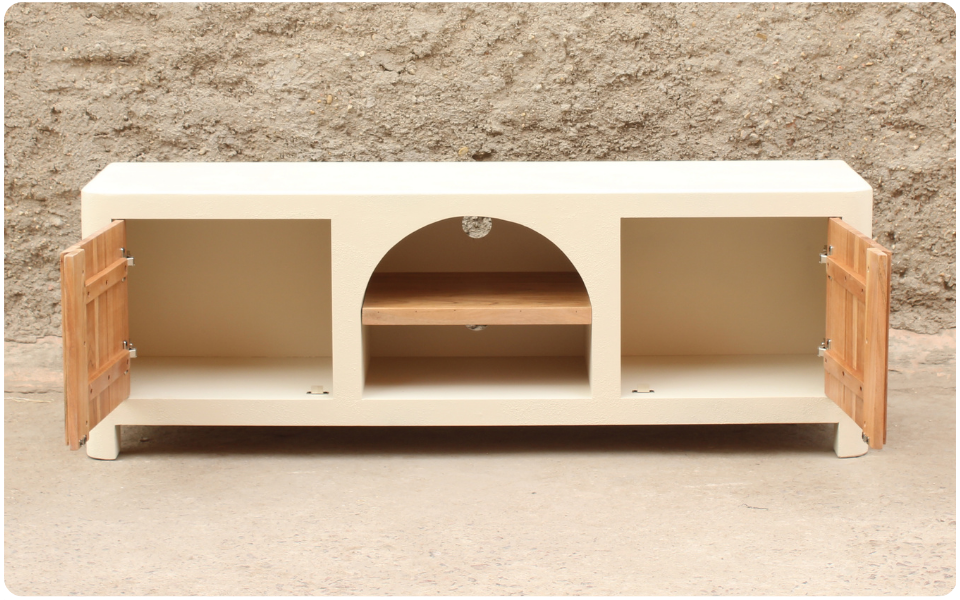 Mueble de TV de madera de acacia y cemento Kurli